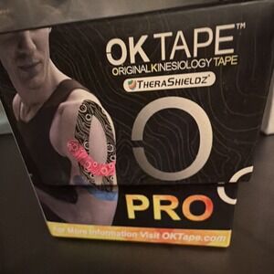TheraShieldz OKTAPE PRO Kinesiology‎ Tape Black 2"x16.4' Latex Free Pain Relief